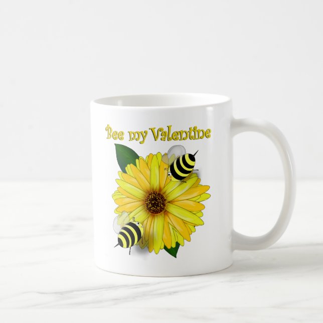 Caneca De Café Honey Bees Meeting on Yellow Flower (Direita)
