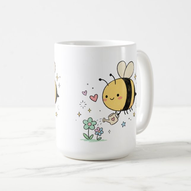 Caneca De Café  Honeybee Wildflowers Pollinator for Gardeners  (Frente Esquerda)
