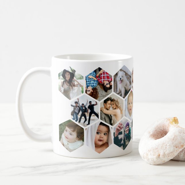 Caneca De Café Honeycomb Photo Collage 20 Picture Coffee Mug (Com Donut)