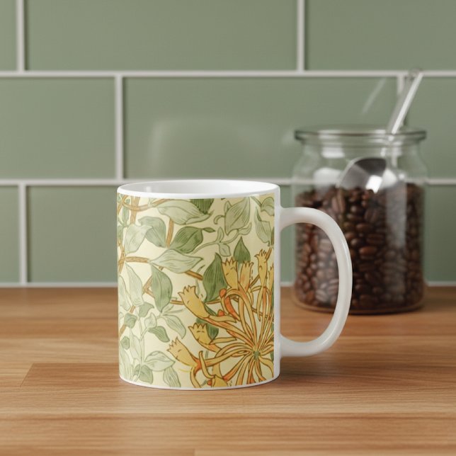 Caneca De Café Honeysuckle Vine Greenery William Morris (Criador carregado)