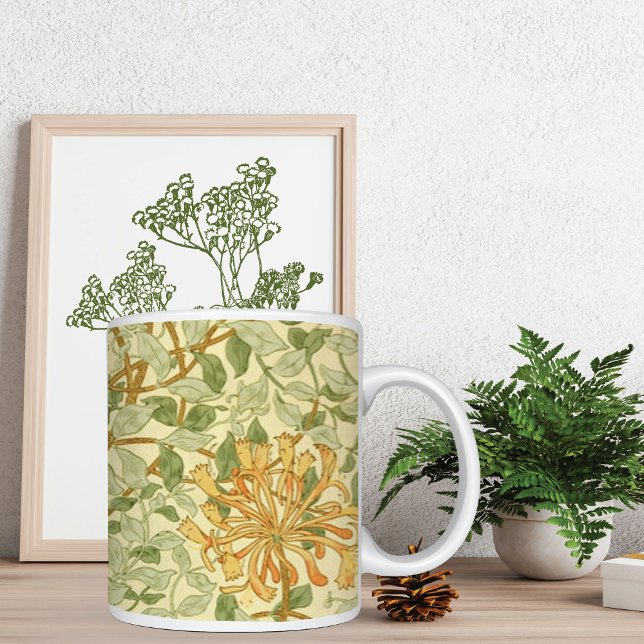 Caneca De Café Honeysuckle Vine Greenery William Morris (Criador carregado)