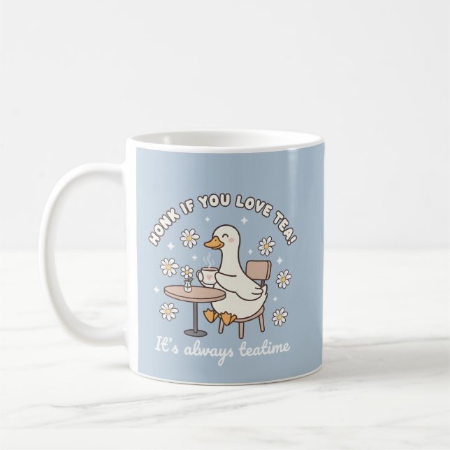 Caneca De Café Honk If You Love Tea Cute Goose Mug (Esquerda)