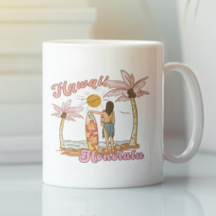 Caneca De Café Honolulu Havaí Surf Retrô Praia Tropical