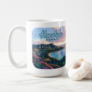 Caneca De Café Honolulu Hawaii Oahu Waikiki Beach Diamondhead