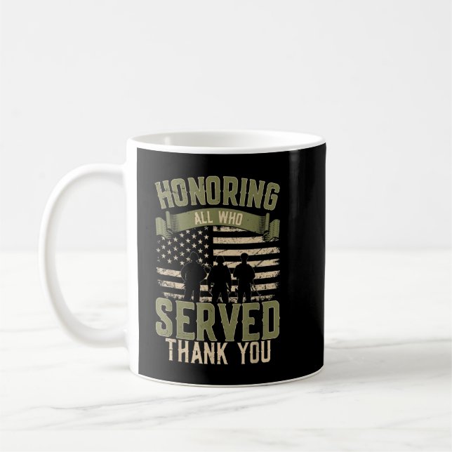 Caneca De Café Honrando Todos Que Serviram Obrigado Veteranos Dia (Esquerda)