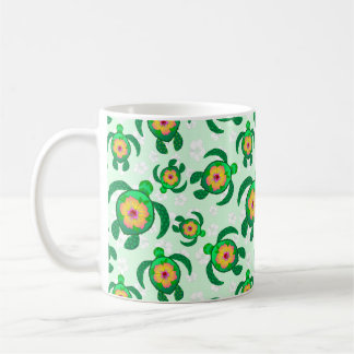 Caneca De Café Honu Green Sea Turtles Hibiscus Flowers