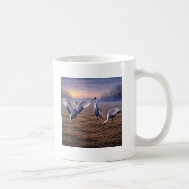 Caneca De Café Hooded Cranes in Winter (Direita)