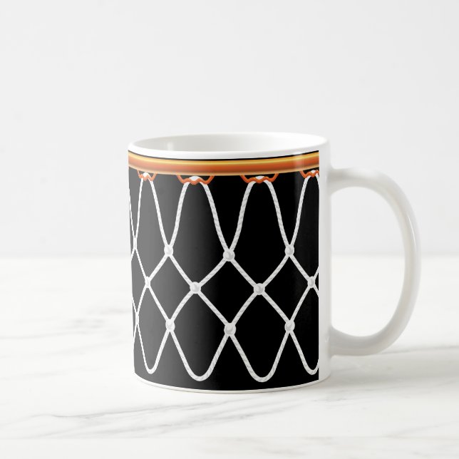 Caneca De Café Hoop Net_on preto de basquetebol (Direita)