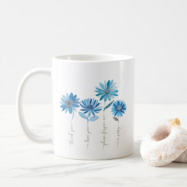 Caneca De Café Ho'oponopono & Blue Flowers Coffee Mug (Com Donut)