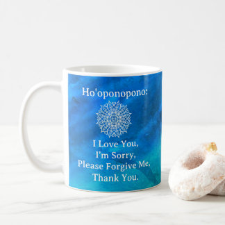 Caneca De Café Ho'oponopono Perdão Mandala Azul Verde