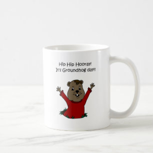 Caneca De Café hooray seu dia de Groundhog no branco