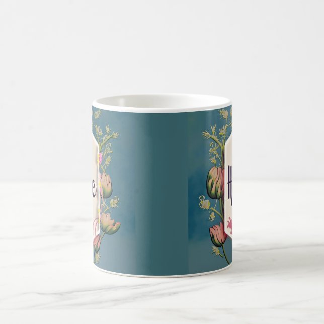 Caneca De Café Hope Blooms - Elegant Floral Typography  (Centro)