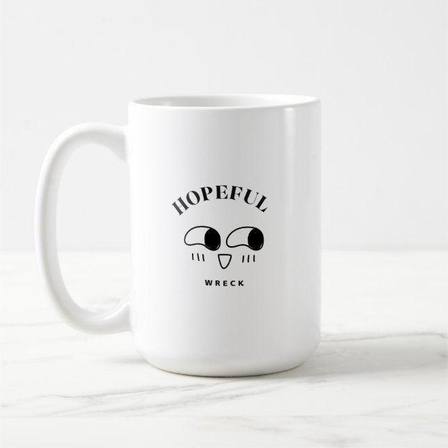 Caneca De Café Hopeful Wreck Minimalist Typography Design (Esquerda)