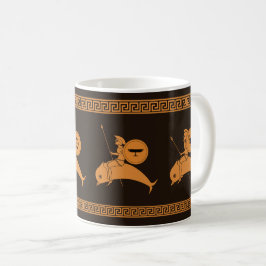 Caneca De Café Hoplites montando golfinhos na antiga arte grega d