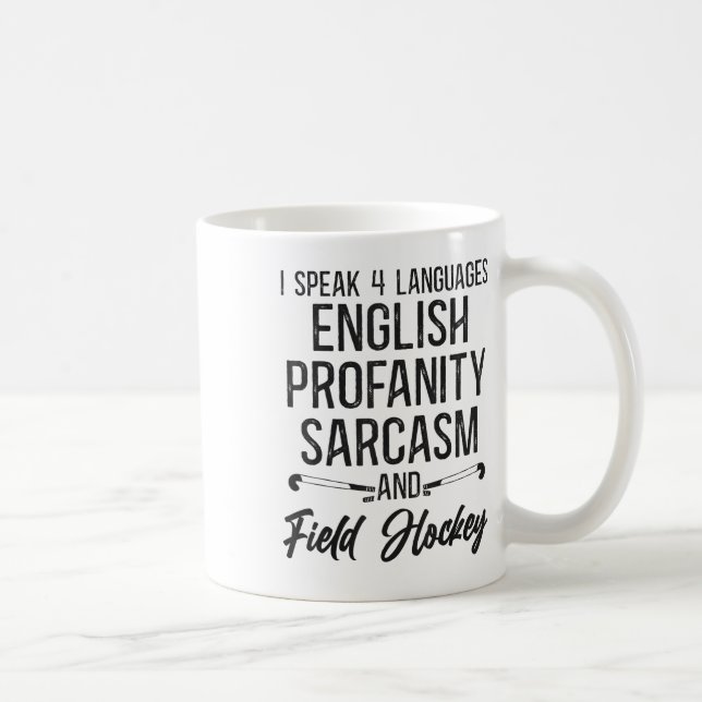 Caneca De Café Hóquei em Campo Falo 4 Idiomas Inglês Obscenidade (Direita)
