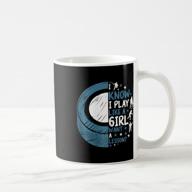 Caneca De Café Hóquei no Gelo Engraçado Eu Sei Que Eu Jogo Como U (Direita)