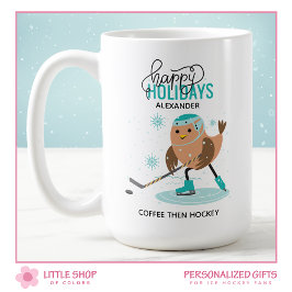 Caneca De Café Hóquei no Gelo Personalizado de Natal
