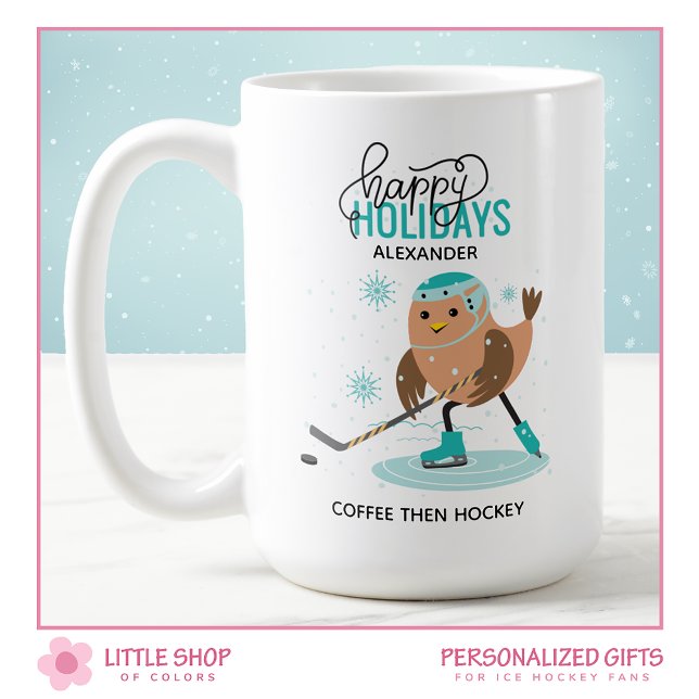 Caneca De Café Hóquei no Gelo Personalizado de Natal (Criador carregado)