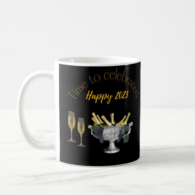 Caneca De Café Hora de celebrar, feliz ano novo 2023 (Esquerda)