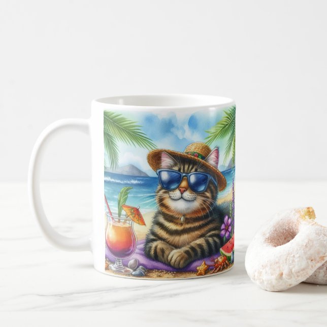 Caneca De Café Hora de Gatinho e Cocktail (Com Donut)