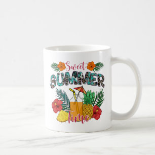 Caneca De Café Hora de Verão Doce   Frutas Tropicais e Florais