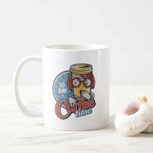 Caneca De Café Hora do Café Retro Amante de Café Cafeína Vintage