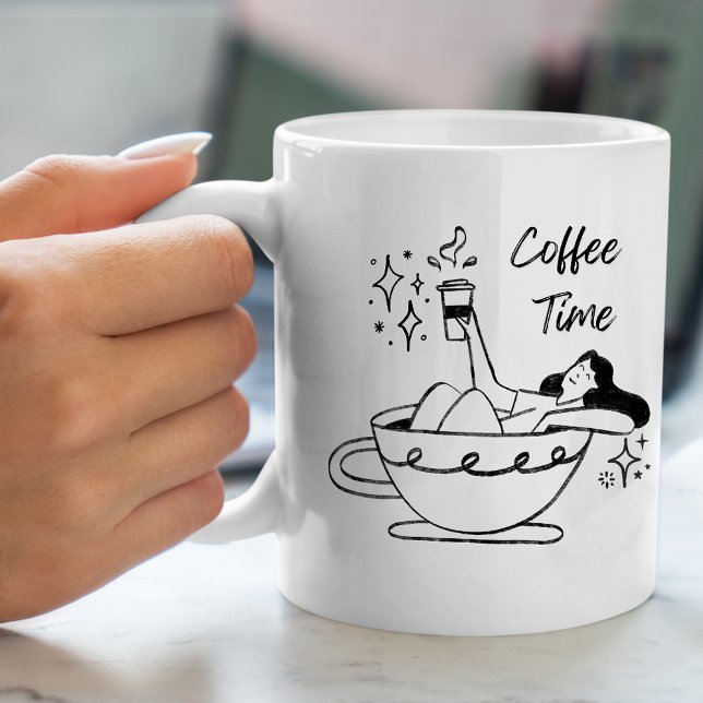 Caneca De Café Hora do café - Simples e Na moda Mug (Criador carregado)