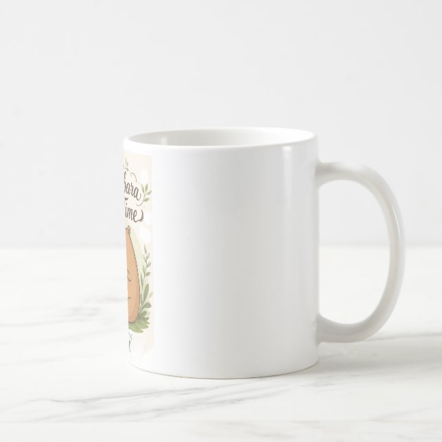 Caneca De Café Hora do Chá do Capivara | Capivara Fofa Bebendo Ch (Direita)