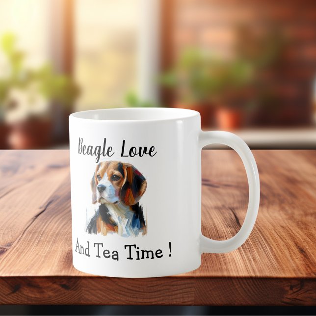 Caneca De Café Hora do Chá do Pet Castanho beagle Personalize (Customize the wording!)