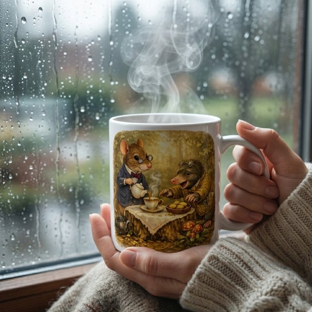 Caneca De Café Hora do Chá Florestal de Tux e Twitch (Criador carregado)