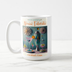 Caneca De Café Hora do Coquetel Futurista do Meio do Século Atômi