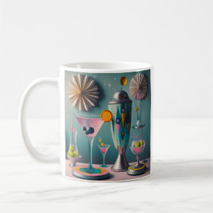 Caneca De Café Hora do Coquetel Futurista do Meio do Século Atômi