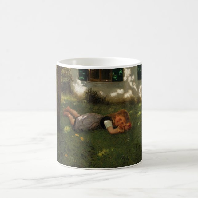 Caneca De Café Hora do lanche (Garota Doce Deitada na Grama) (Centro)