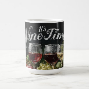 Caneca De Café "Hora do Vinho" Arte Rústica de Chalkboard