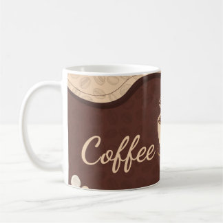 Caneca De Café Horário de Café Mínimo Castanho e Creme