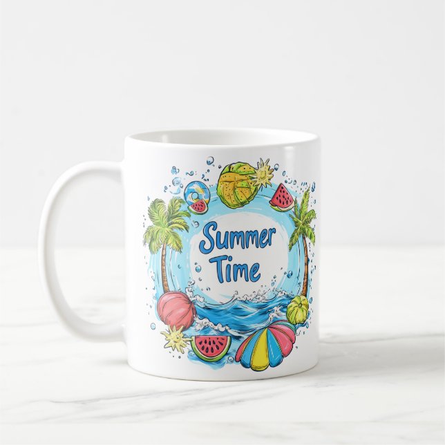Caneca De Café Horário de Verão - Ilustração de Praia da Hora de  (Esquerda)