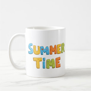 Caneca De Café Horário de Verão - Texto Colorido da Hora de Verão