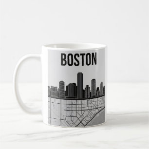 Caneca De Café Horizonte da Cidade de Boston Massachusetts Com Ma