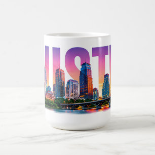 Caneca De Café Horizonte de Austin Texas Viagem Aventura