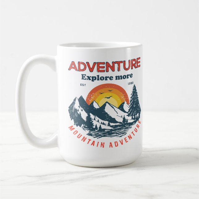 Caneca De Café Horizonte de Aventura: Expedição Montanha Retroati (Esquerda)