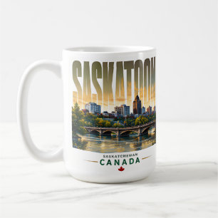 Caneca De Café Horizonte de Saskatoon Canadá Rio Saskatchewan Sul