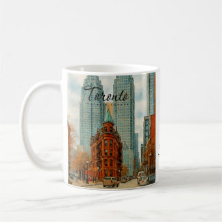 Caneca De Café Horizonte de Toronto Canadá Aquarela Vintage