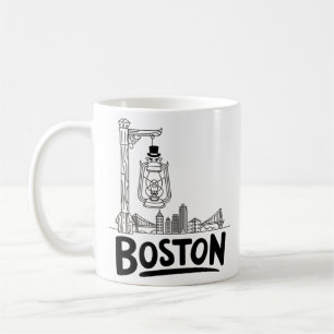 Caneca De Café Horizonte Urbano da Cidade de Boston, Boston Ma EU