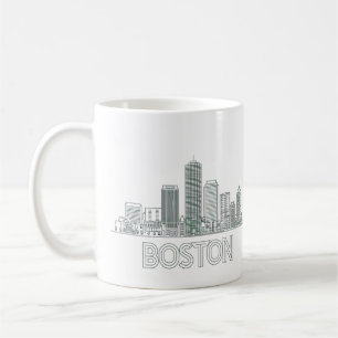 Caneca De Café Horizonte Urbano de Boston, Boston Ma EUA
