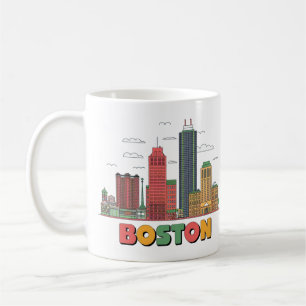 Caneca De Café Horizonte Urbano de Boston, Boston Ma EUA Skyline