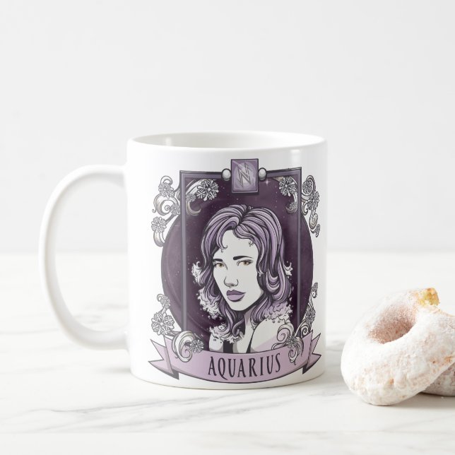 Caneca De Café Horoscópio - AQUARIUS (Com Donut)