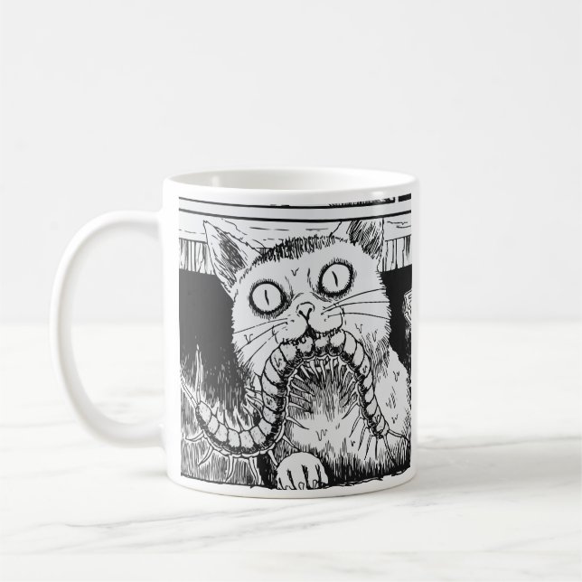 Caneca De Café Horror cat anime art (Esquerda)