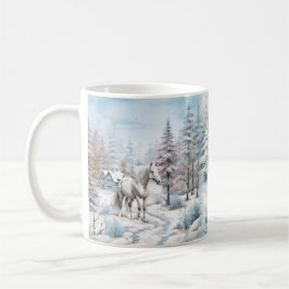 Caneca De Café Horse cena de inverno neve no Natal