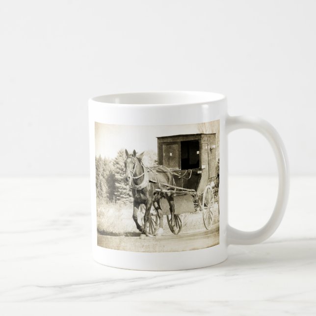 Caneca De Café Horse e Buggy Sepia (Direita)
