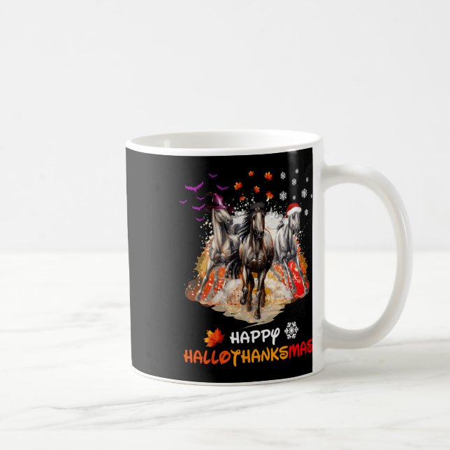 Caneca De Café Horse Halloween And Merry Christmas Happy Hallotha (Direita)